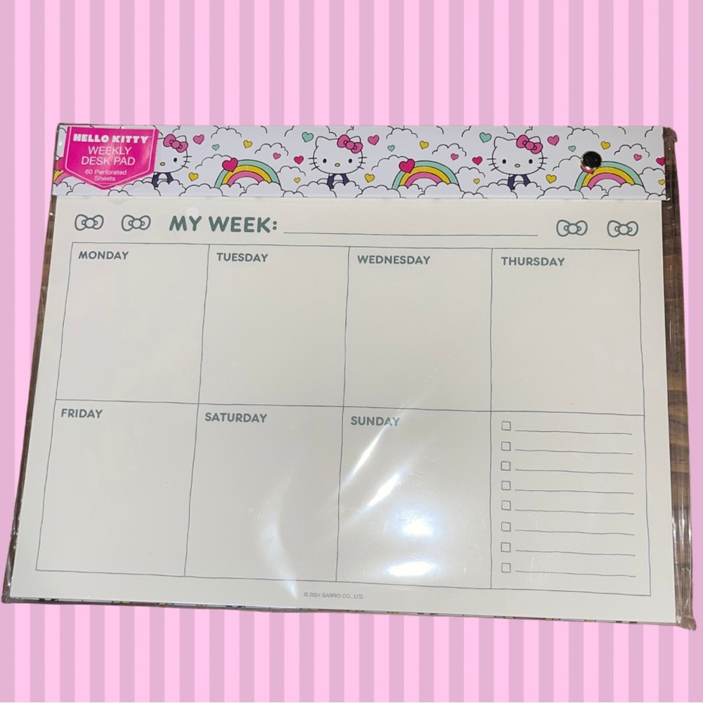 💚💛🩷2024 Hello Kitty® by Sanrio® Weekly Desk Pad🌈☁️